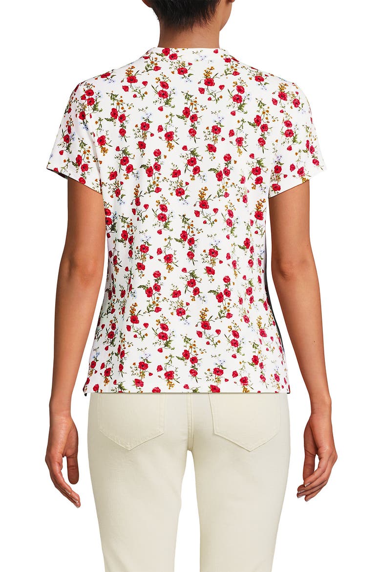 Tall Lightweight Jersey Button Pintuck Top, Alternate, color, Ivory Mini Poppy Floral