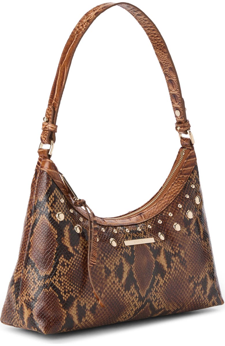 Brahmin Olivia Snakeskin Embossed Leather Shoulder Bag, Alternate, color, Cinnamon