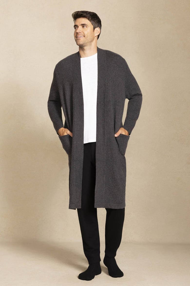 Angus Cashmere Robe, Alternate, color, Charcoal