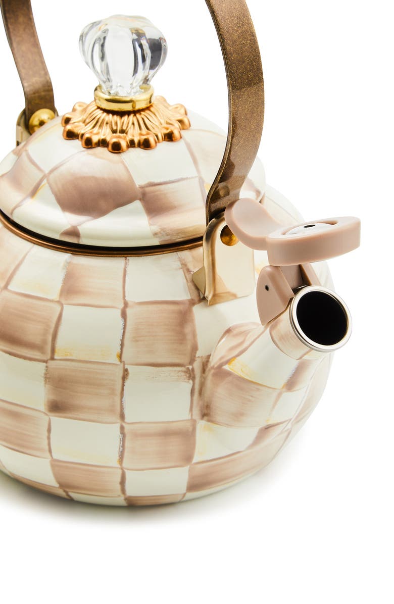 MACKENZIE CHILDS Mocha Check Whistling Tea Kettle, Alternate, color, 
