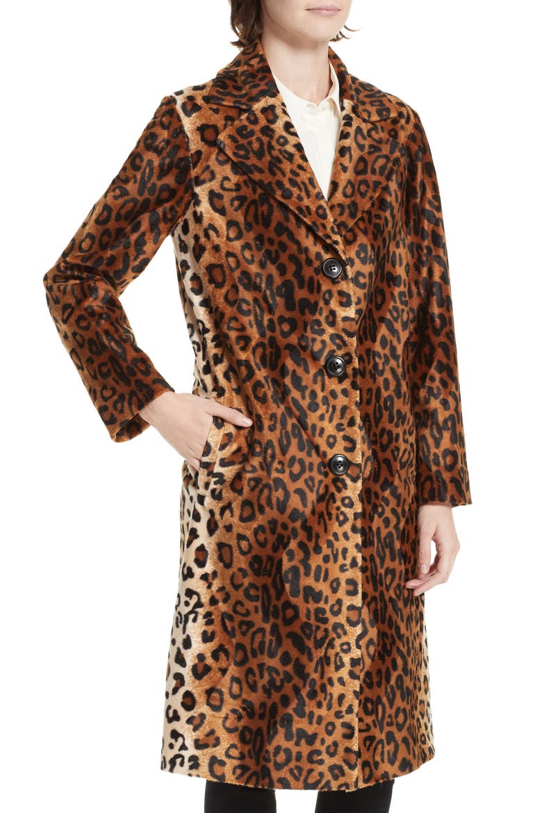 Faux Leopard Fur Coat, Alternate, color, BROWN LEOPARD
