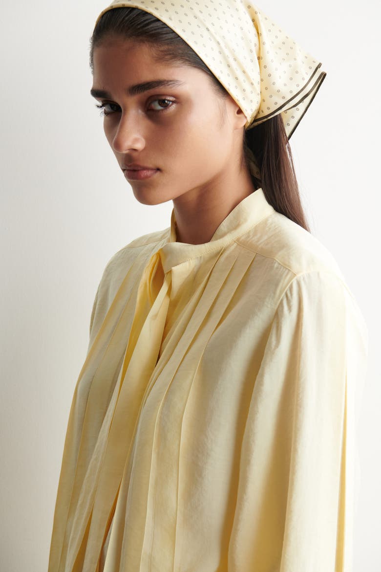 Pleated Bow-detail Blouse, Alternate, color, BUTTER YELLOW
