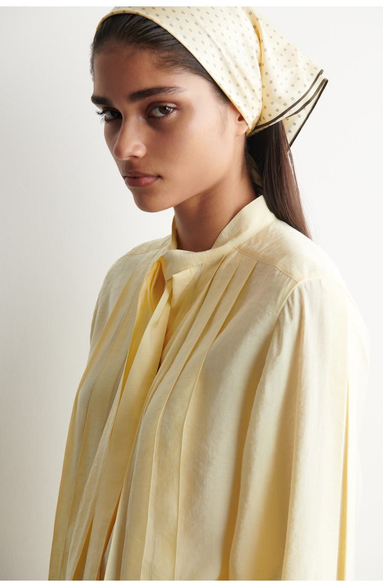COS Pleated Bow-detail Blouse, Alternate, color, Butter Yellow