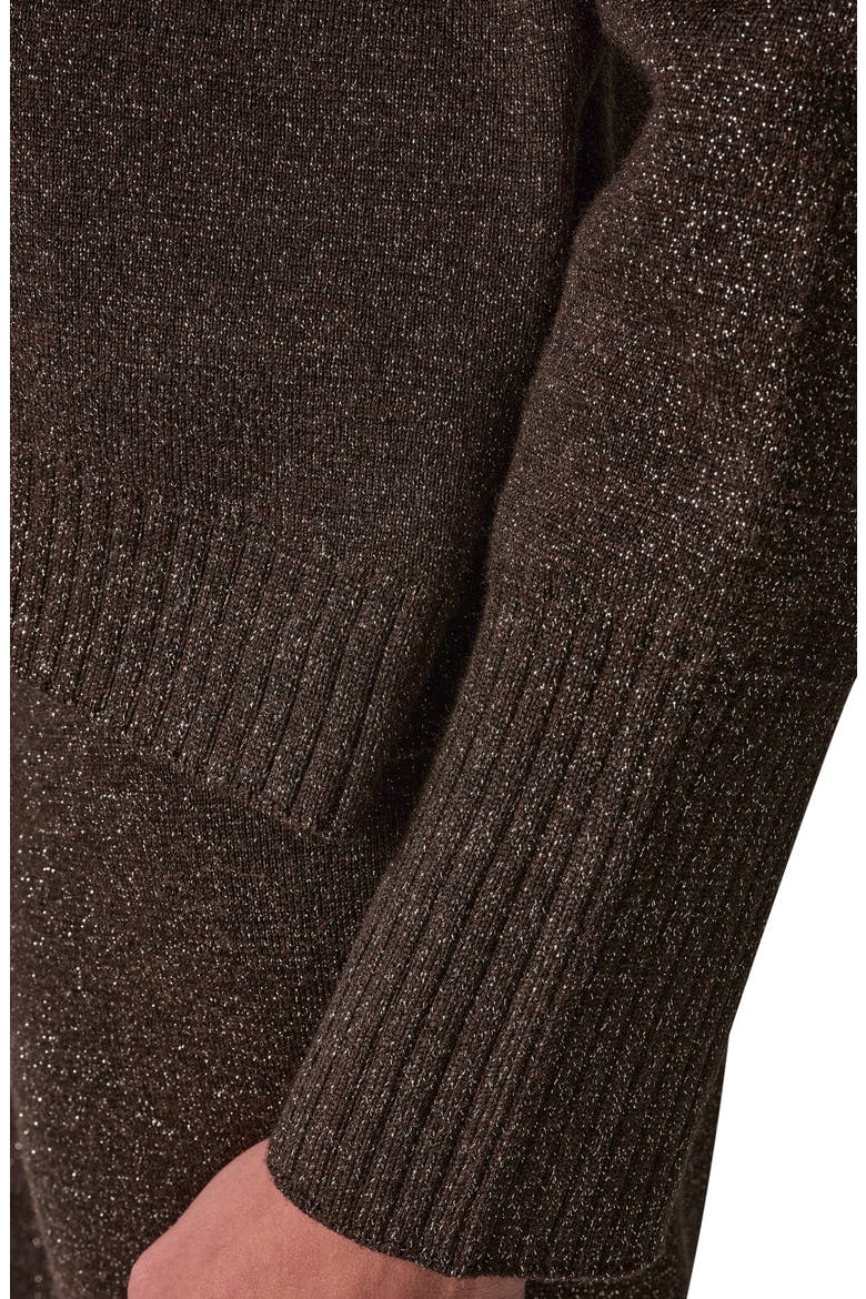Metallic Mock Neck Sweater, Alternate, color, ESPRSSO/ SI