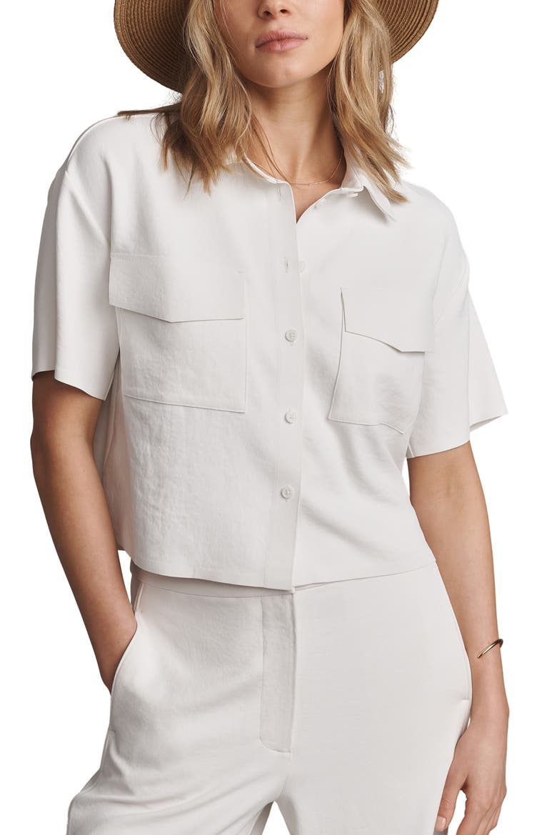 Horizon Crop Button-Up Shirt, Main, color, SNOW WHITE