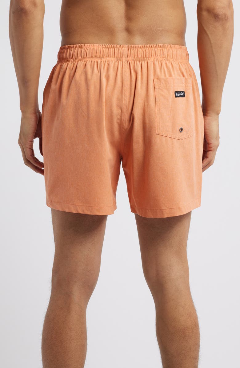 Boardies Sechura Solid Orange Premium Mid Length Swim Trunks, Alternate, color, Orange