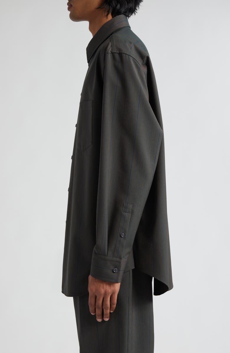 Burberry Stripe Oversize Wool Button-Up Shirt, Alternate, color, 