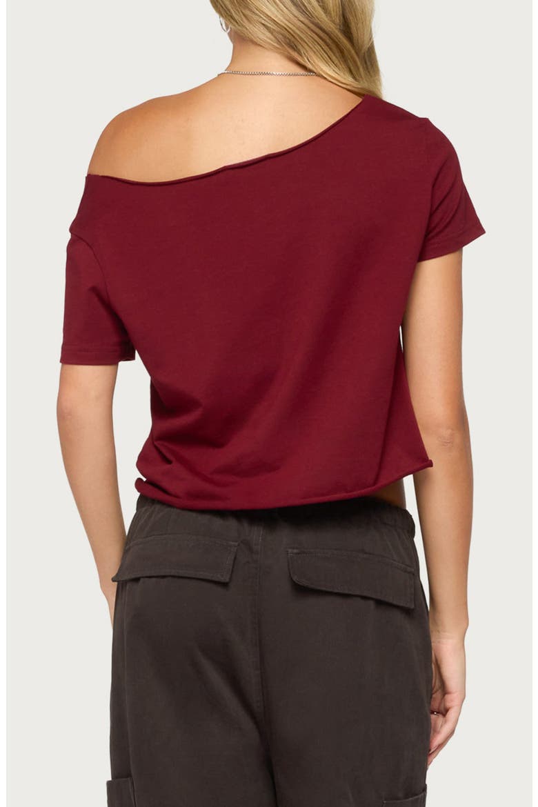 Dosie One-Shoulder Crop Top, Alternate, color, BURGUNDY