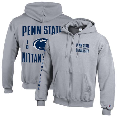 Men's Champion Heather Gray Penn State Nittany Lions Varsity Powerblend Full-Zip Fleece Hoodie