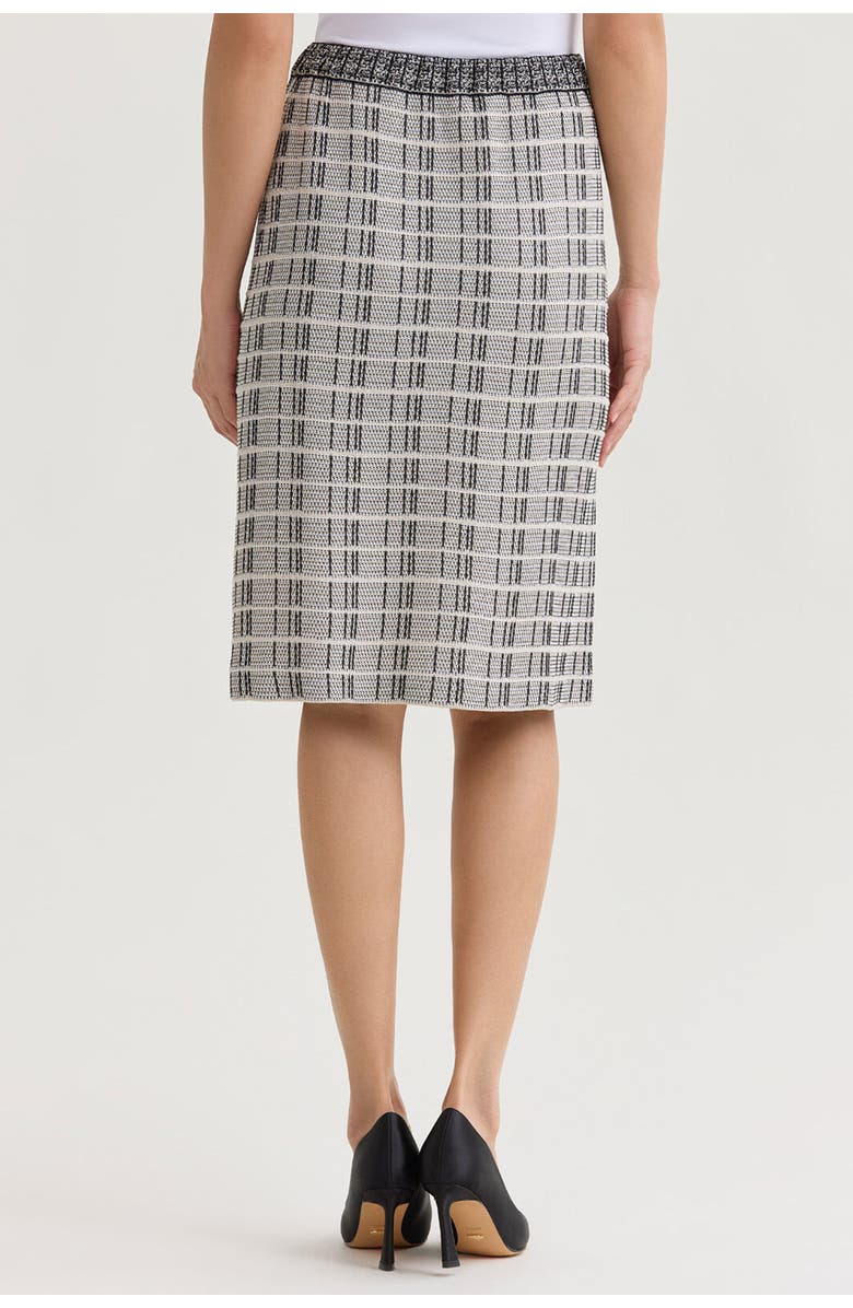 Ming Wang A-Line Contrast Stitch Tweed Knit Skirt, Alternate, color, Limestone/Black/White