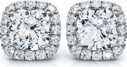 Bliss Diamond Certified 5.80Ct Cushion Cut Diamond Halo Studs 14k Gold Women's Earrings