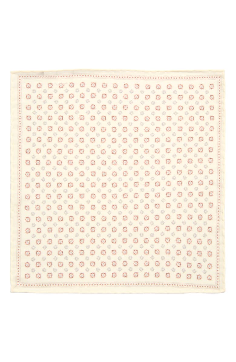 Eleventy Medallion Wool 
Cotton Muslin Pocket Square, Alternate, color, Ivory And Gray