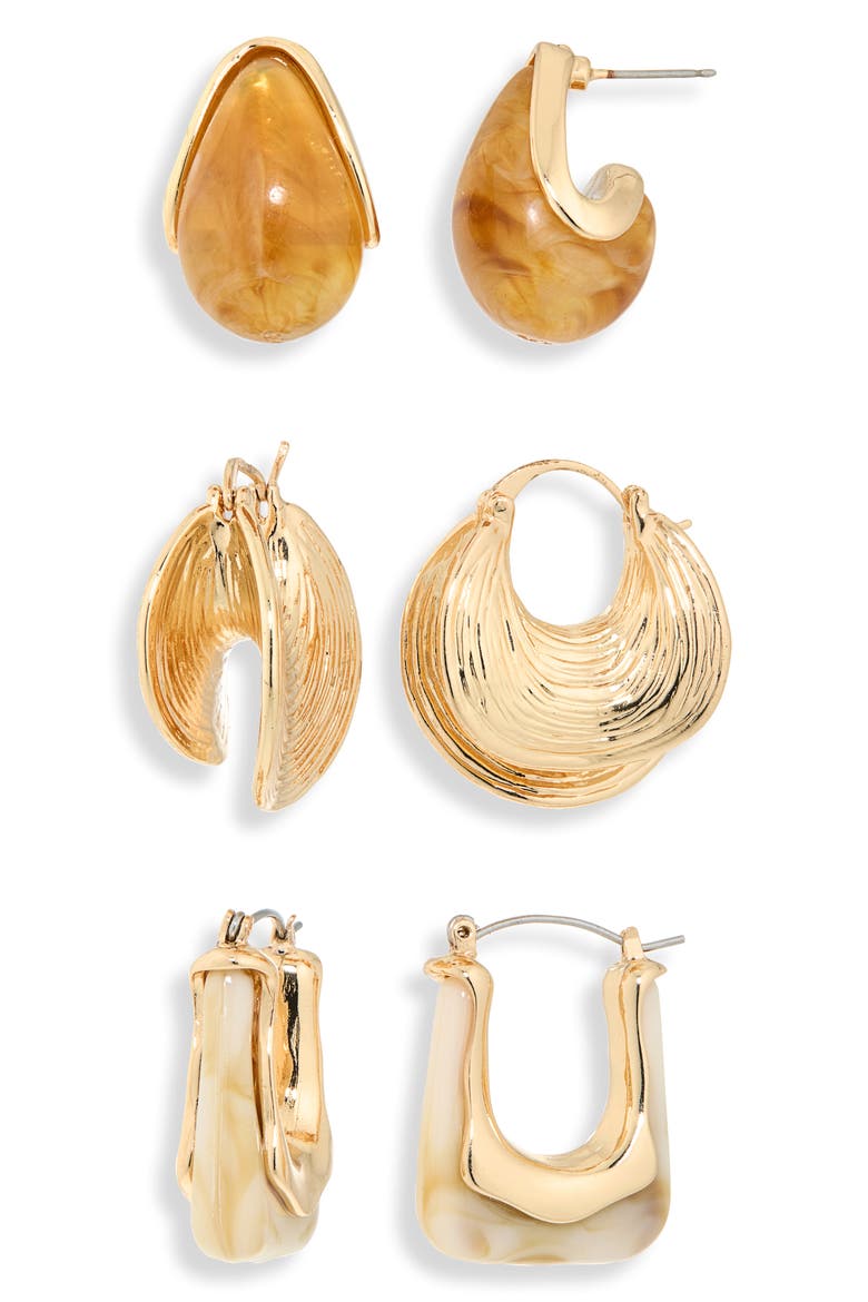 Set of 3 Earrings, Main, color, MULTI