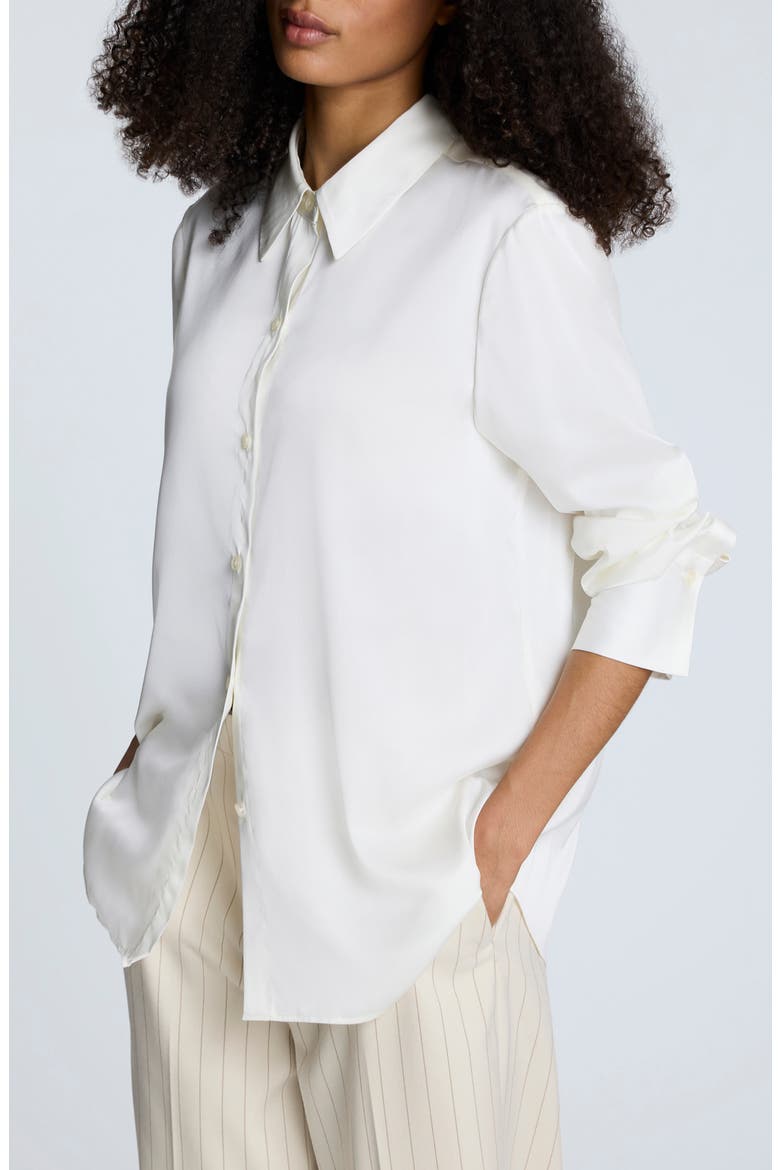 Relaxed Fit Stretch Satin Button-Up Shirt, Alternate, color, OYSTER