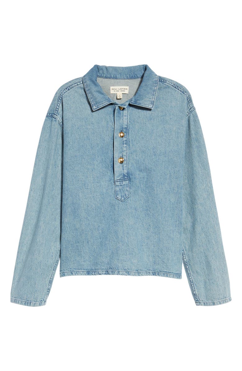 Nili Lotan Harper Denim Top, Alternate, color, 