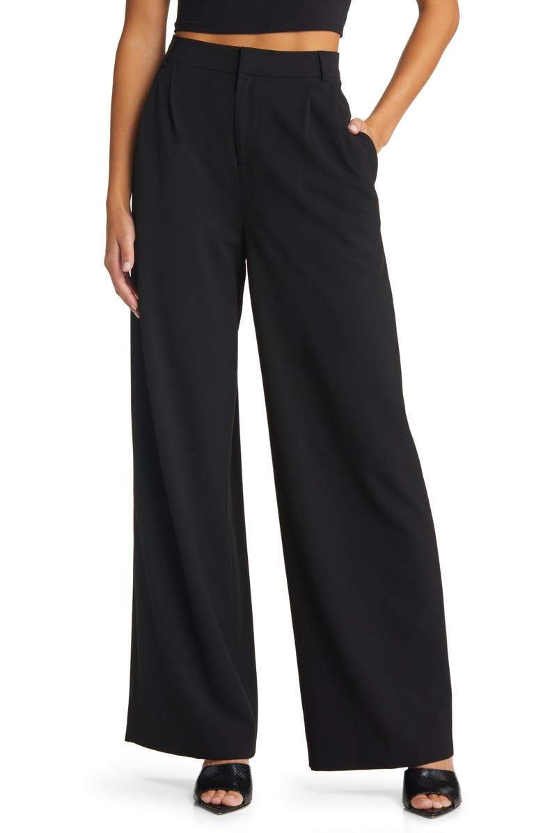 Open Edit Relaxed Waist Wide Leg Trousers, Main, color,