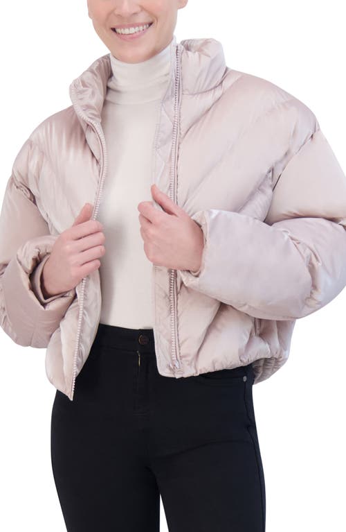 Hudson Jeans Cropped Chevron Quilted Puffer Jacket In Rose