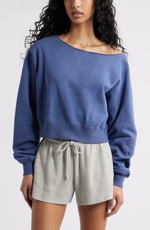 Fleece Detail Off the Shoulder Sweatshirt