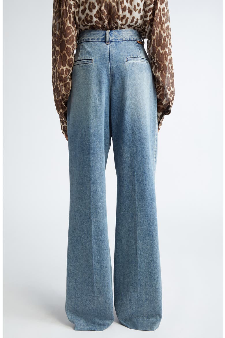 Illustration Pleated Wide Leg Jeans, Alternate, color, NEPTUNE