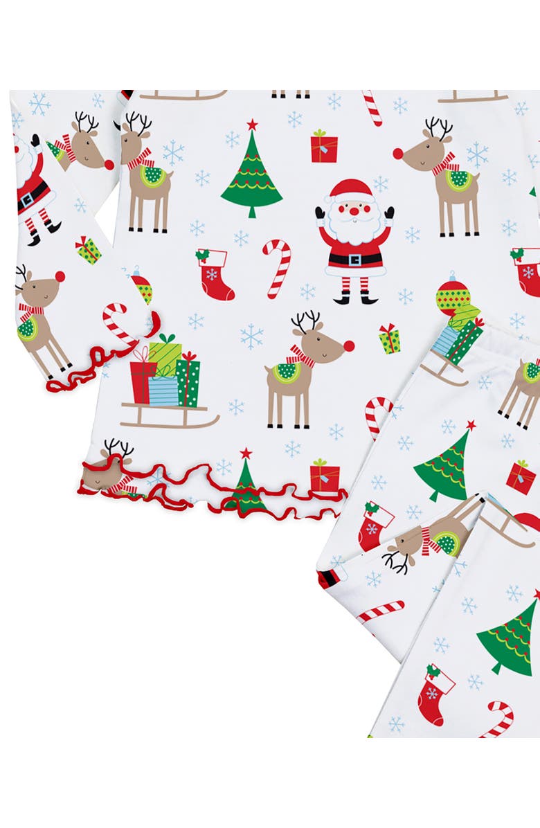 Sara’s Prints Loose Fit Ruffle PJ Set, Alternate, color, White Christmas