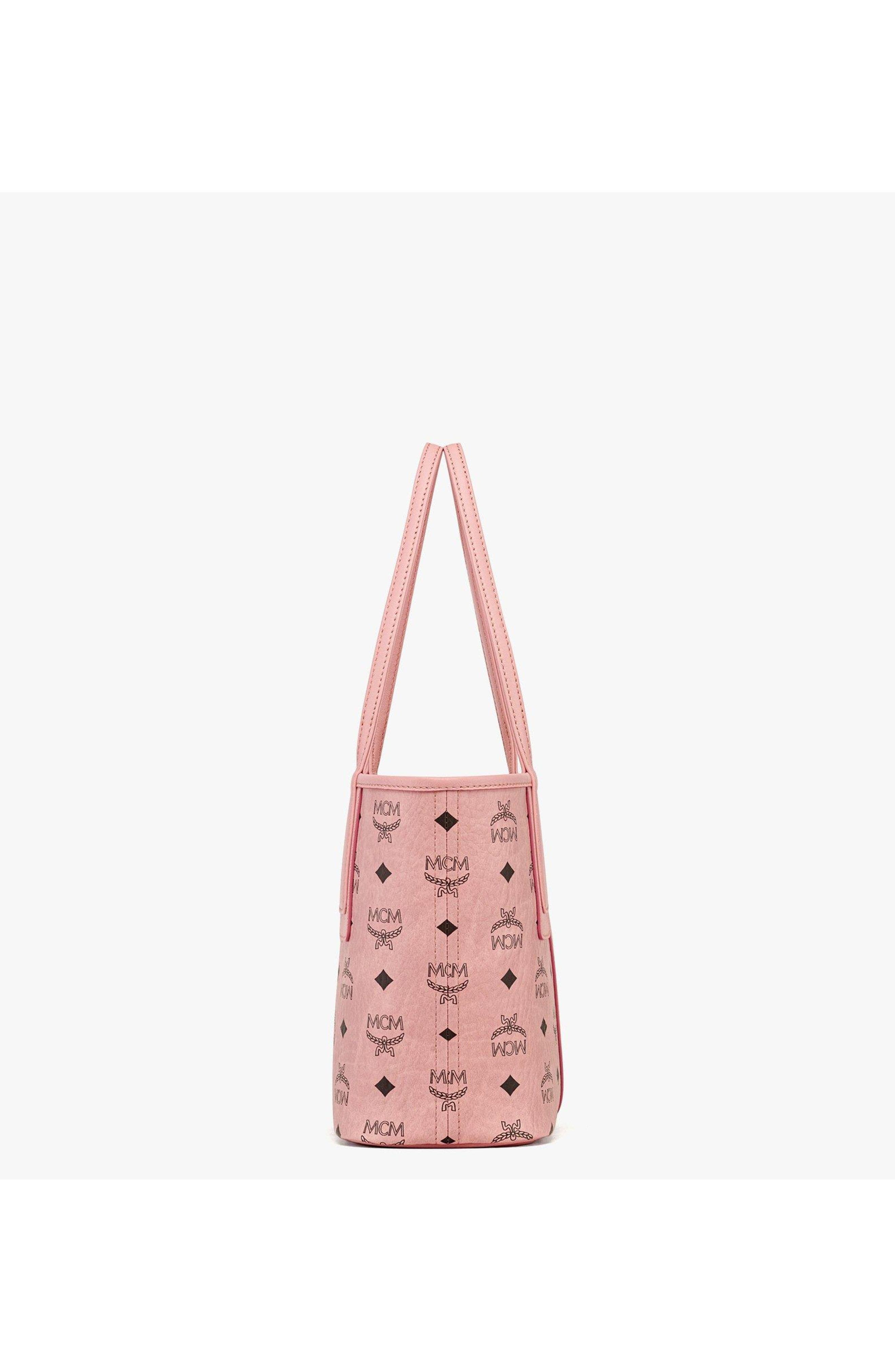 MCM Small Liz Shopper in Visetos, Alternate, color, Pink