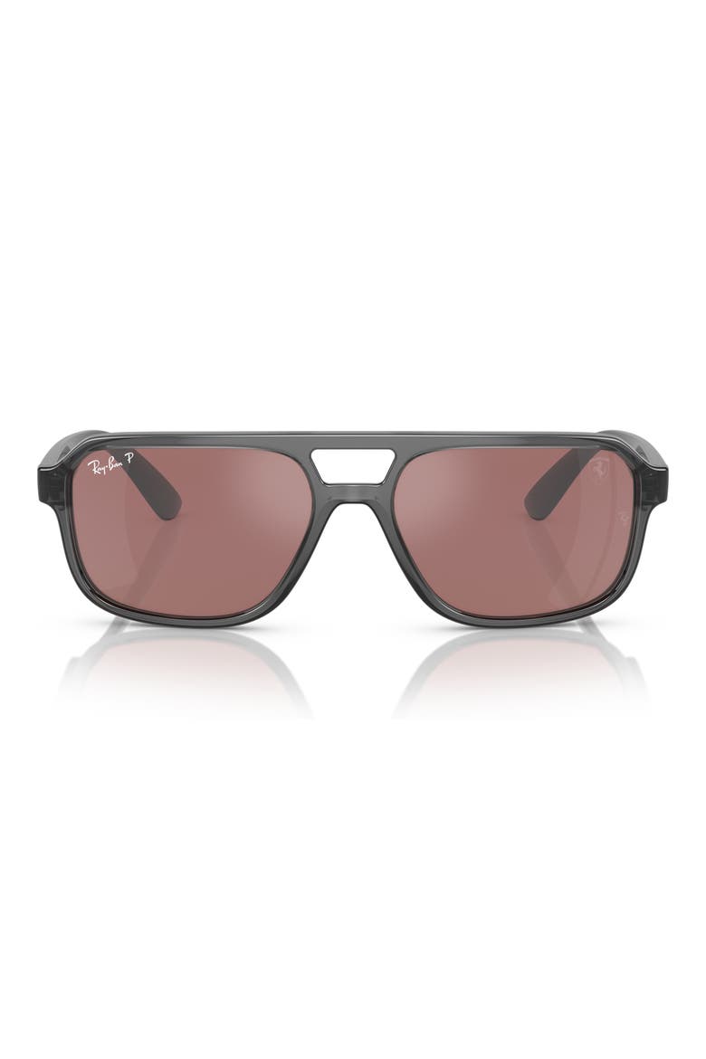 x Scuderia Ferrari 58mm Polarized Flat Top Keyhole Sunglasses, Main, color, GREY / PURPLE SILVER POLAR