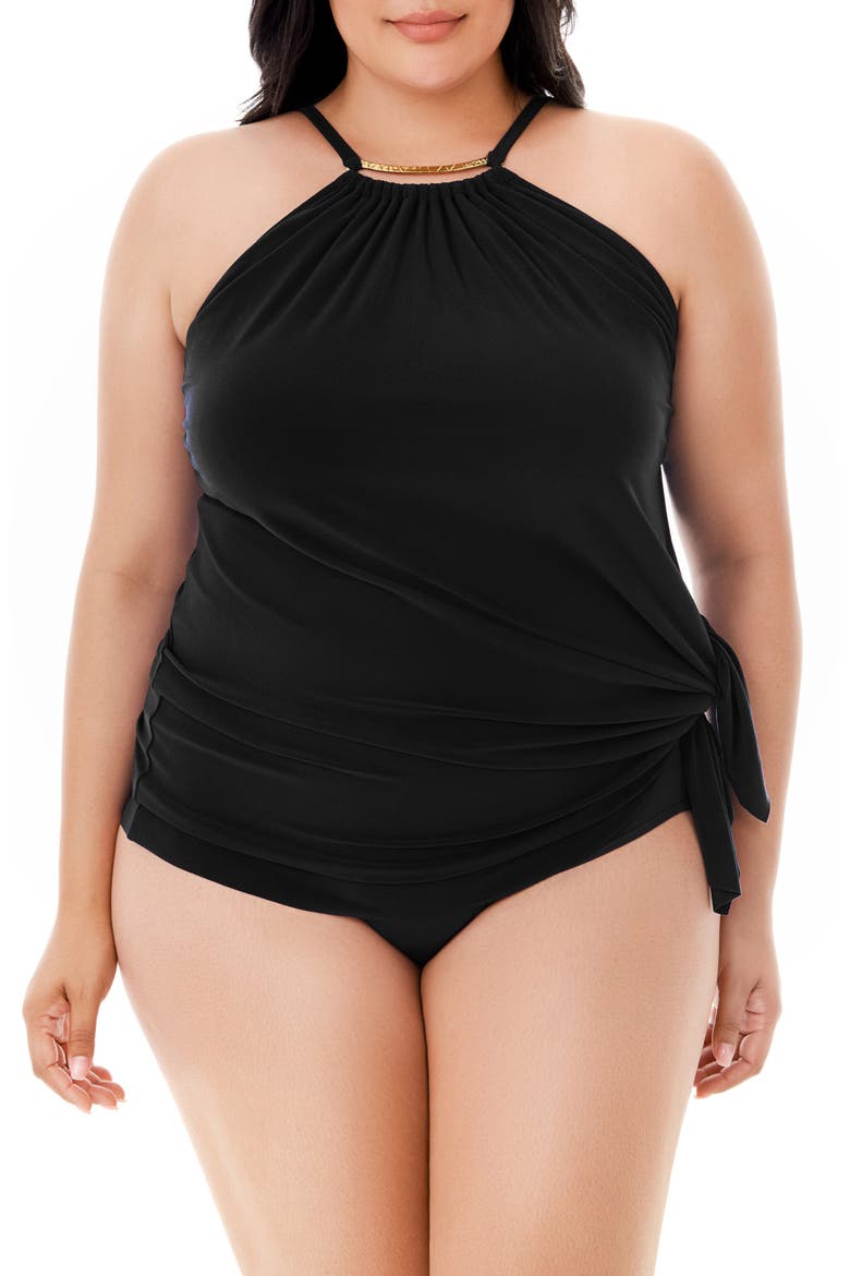 Parker Skirted Underwire One-Piece Swimsuit, Main, color, BLACK