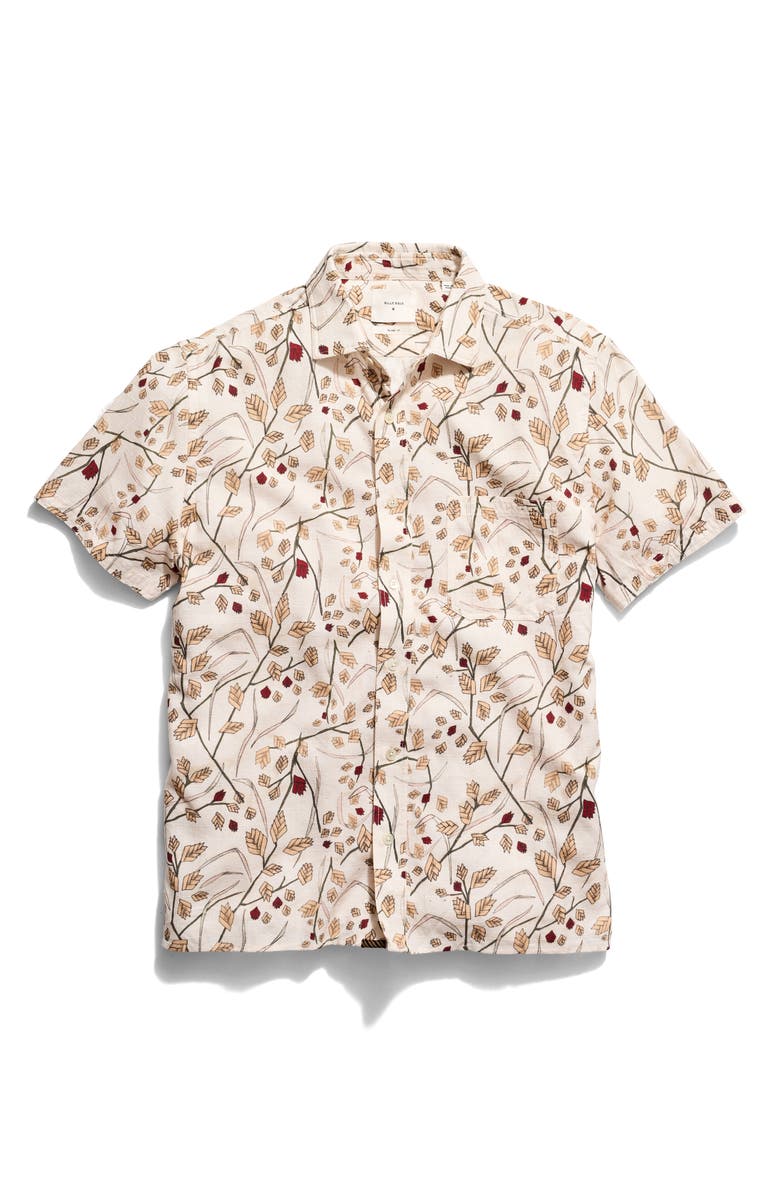 Billy Reid Textural Oat Short Sleeve Button-Up Shirt, Alternate, color, Tinted White