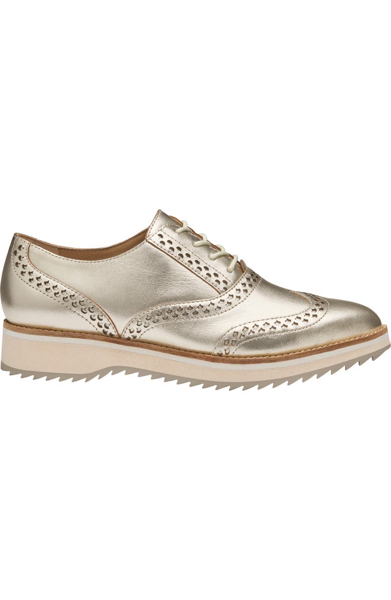 Johnston & Murphy Ulyssa Wingtip Platform Oxford, Alternate, color, Gold Metallic Sheepskin