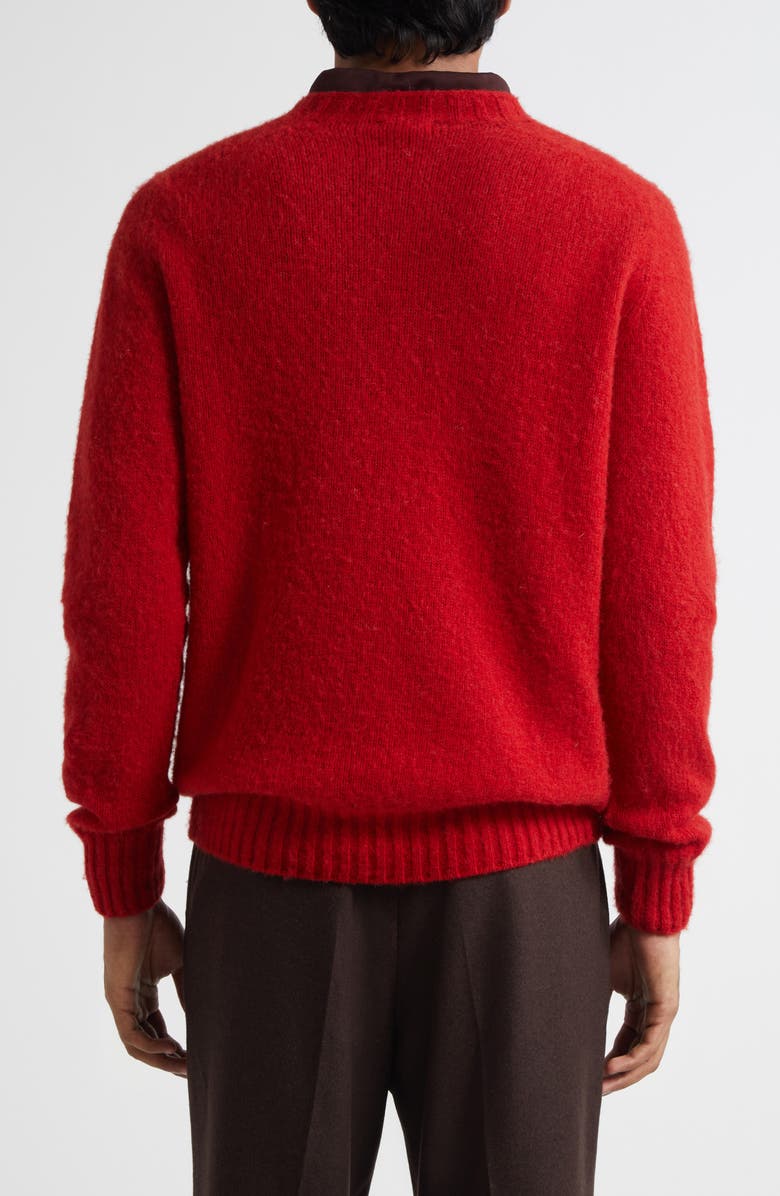 Sunspel Brushed Shetland Wool Sweater, Alternate, color, Bright Red