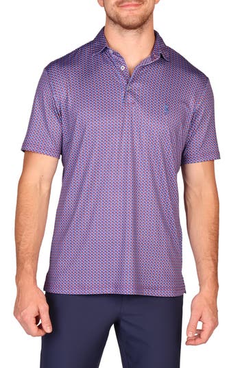 Tailorbyrd Football Print Performance Polo In Purple