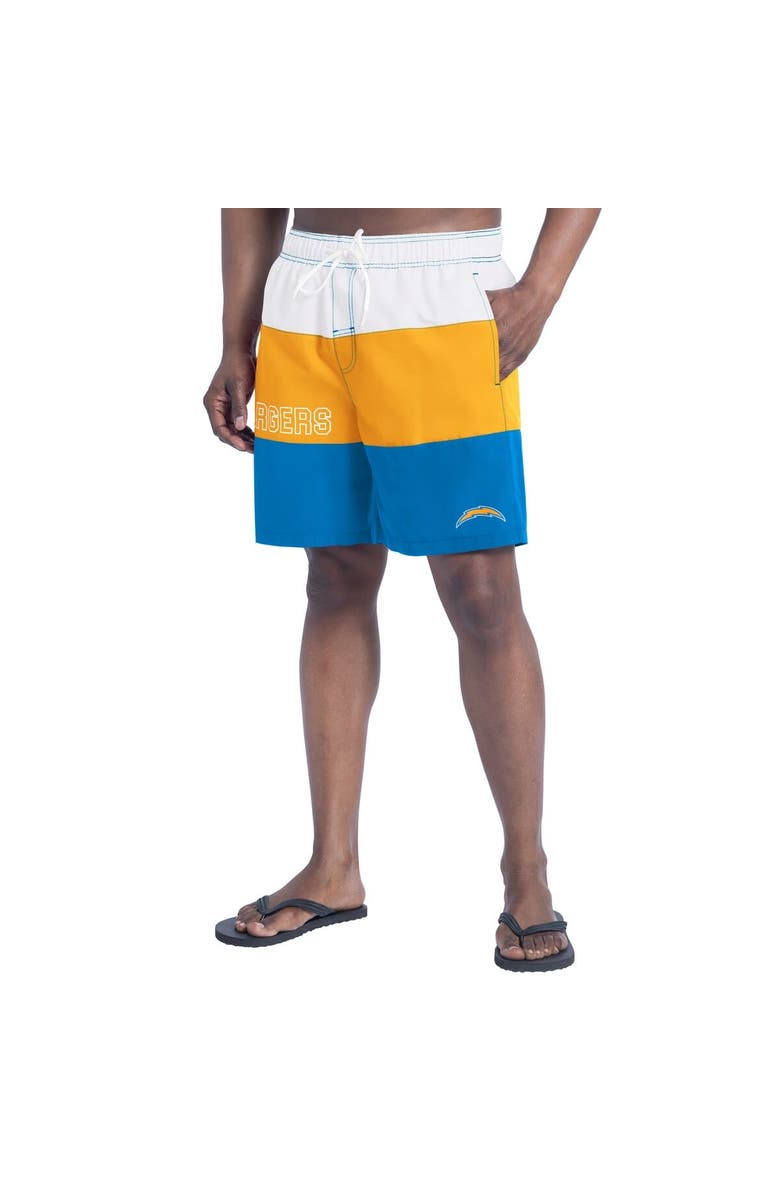 G-III SPORTS BY CARL BANKS Men's G-III Sports by Carl Banks  Powder Blue/Gold Los Angeles Chargers Sunrise Volley Swim Shorts, Alternate, color, Powder Blue