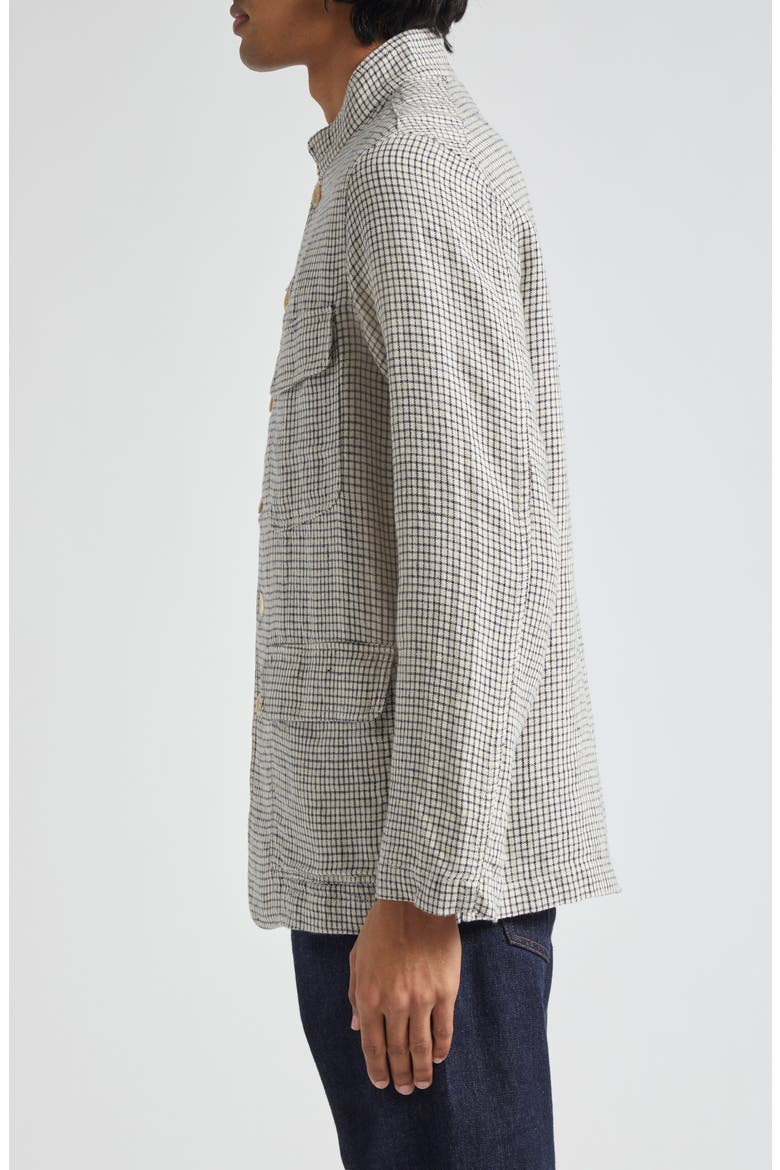 Check Linen Forestiere Jacket, Alternate, color, ECRU AND NAVY