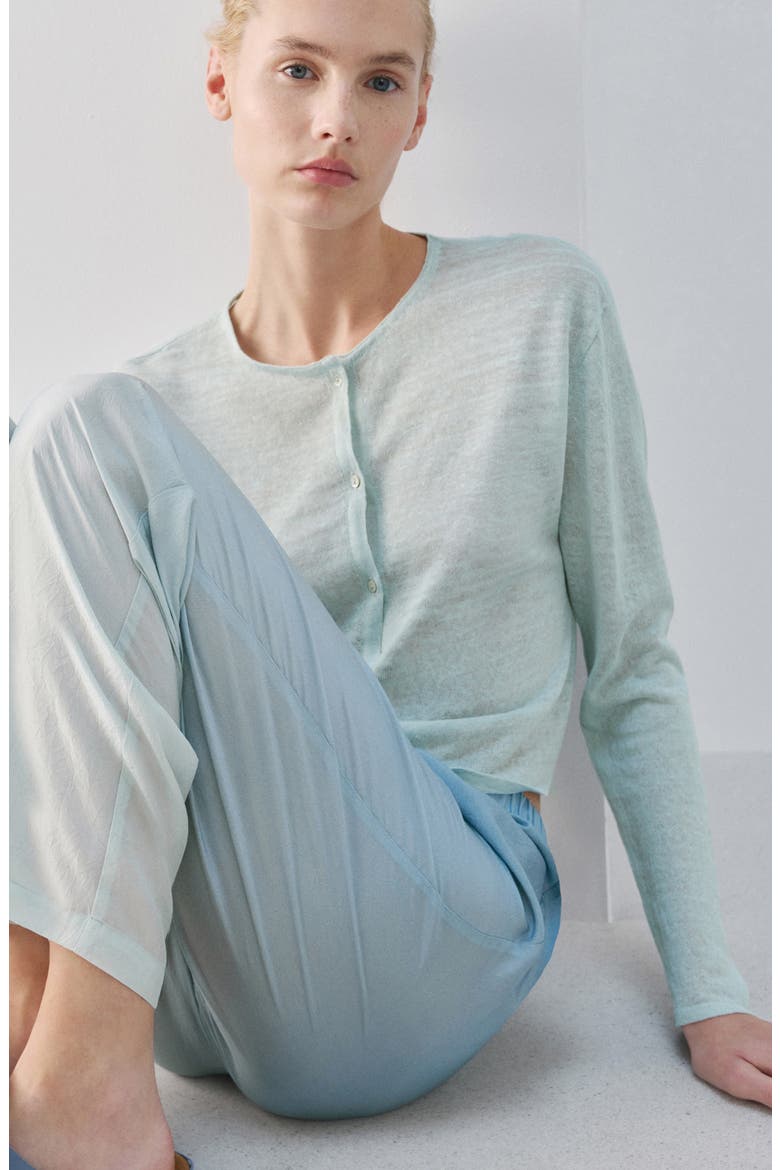 Whisper Weight Linen Blend Cardigan, Alternate, color, BLUE