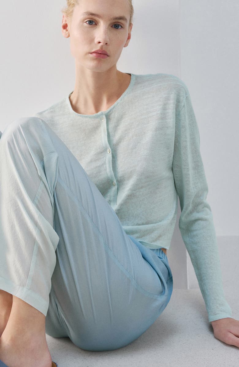 MANGO Whisper Weight Linen Blend Cardigan, Alternate, color,