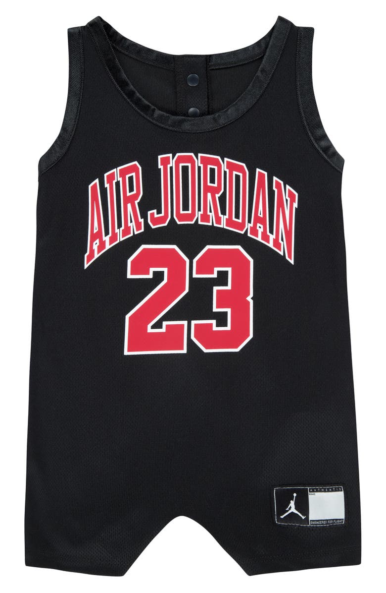 Jordan Jersey Graphic Romper, Main, color, 