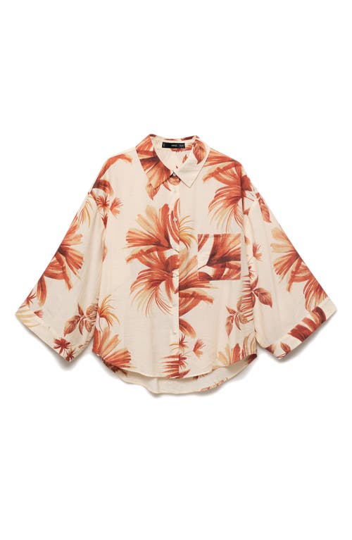 Mango Palm Tree Print Button-up Shirt In White