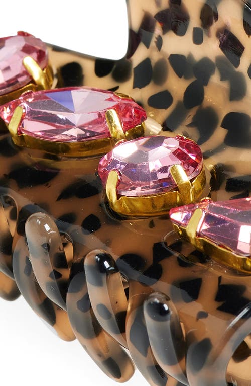 Lele Sadoughi Mini Crystal Claw Clip In Cheetah