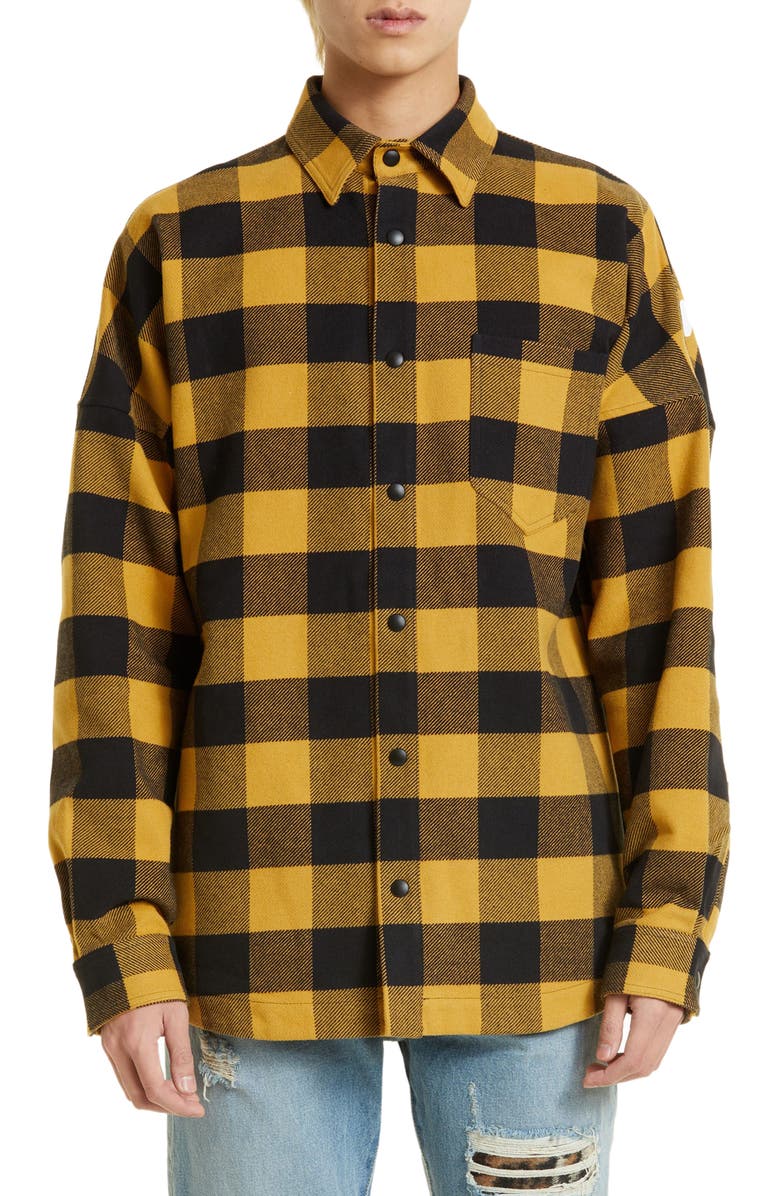Palm Angels Oversize Buffalo Check Flannel Shirt Jacket, Main, color,