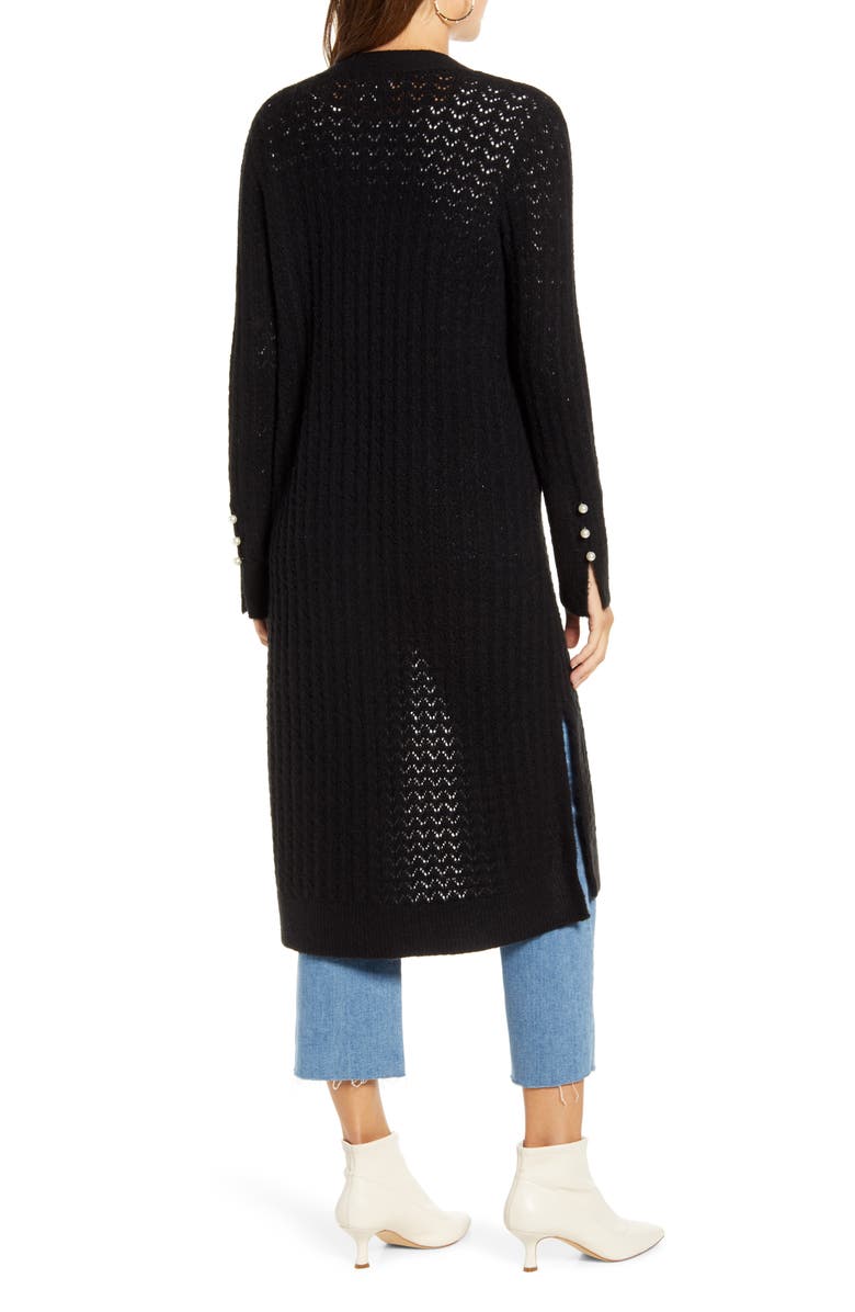 Rachel Parcell Long Pointelle Cardigan, Alternate, color,