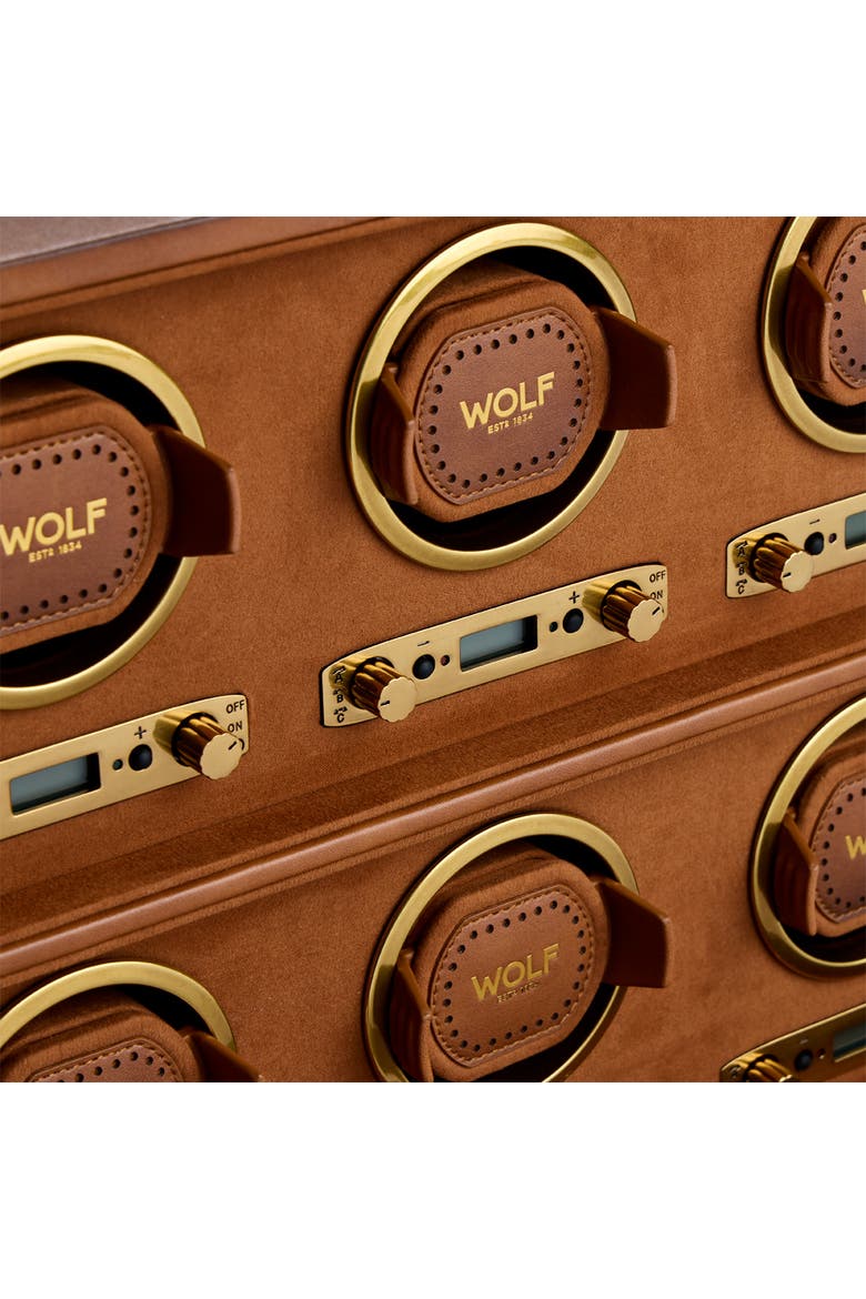 Brogue 6 Piece Watch Winder, Alternate, color, Burnished Brown