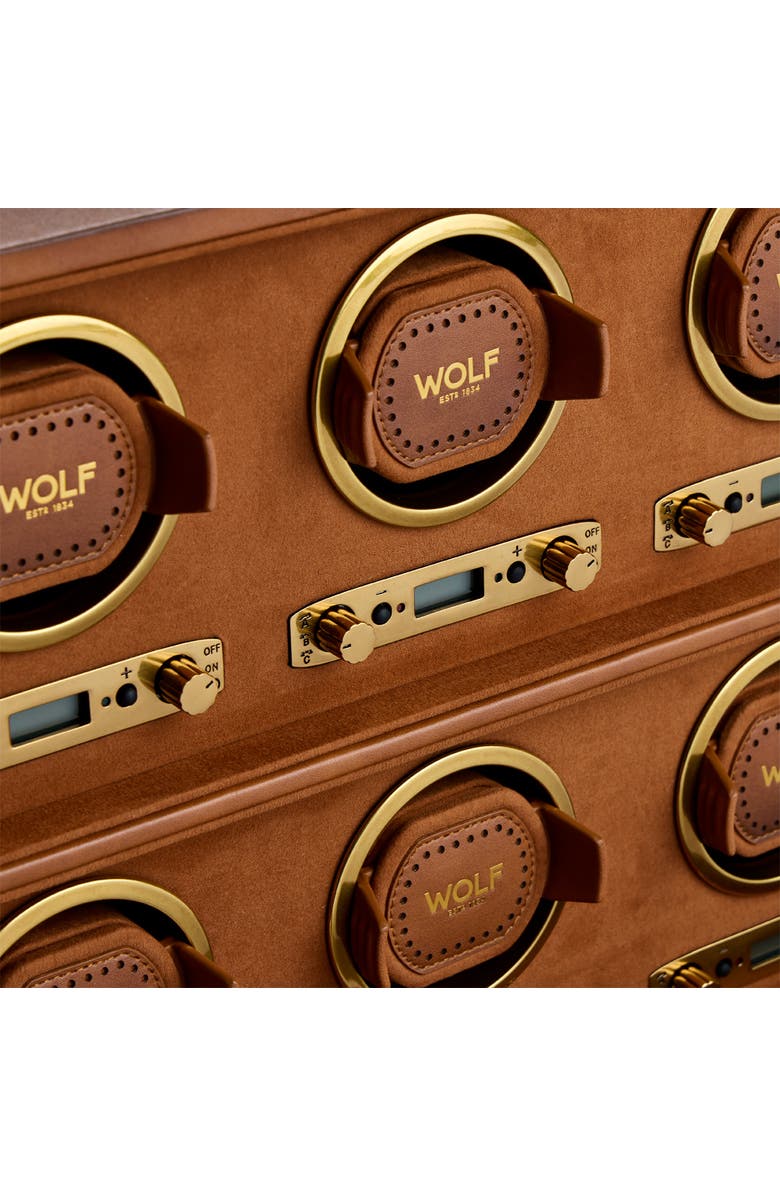 WOLF Brogue 6 Piece Watch Winder, Alternate, color, Burnished Brown
