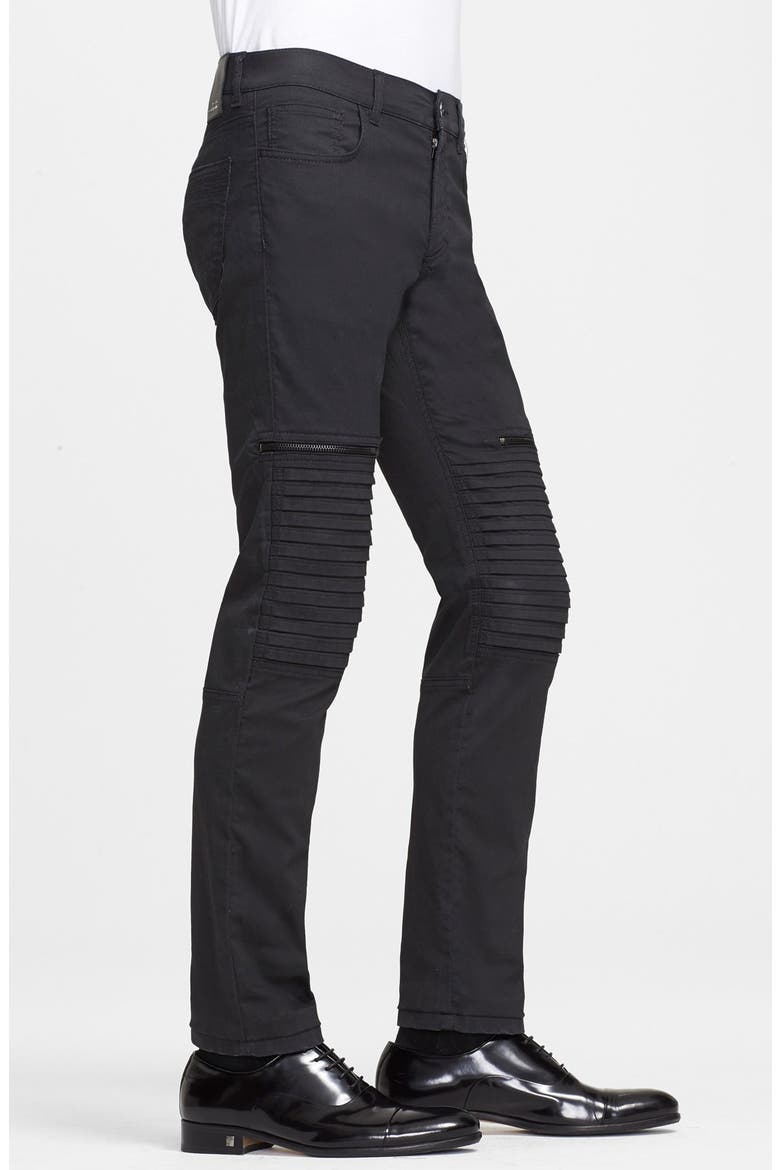 Denim Moto Pants, Alternate, color, BLACK
