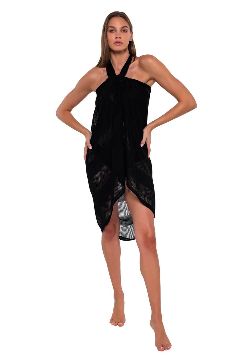 Sunsets Paradise Cover-up Pareo, Alternate, color, Black