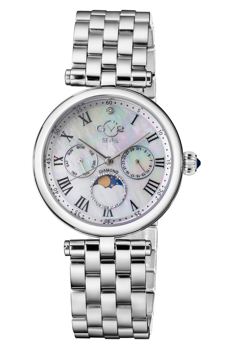 Florence Diamond Bracelet Watch, 36mm, Main, color, SILVER