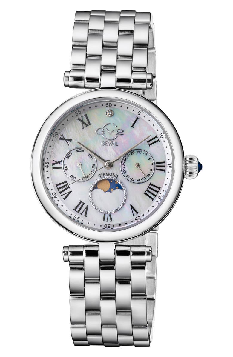 GV2 Florence Diamond Bracelet Watch, 36mm, Main, color, Silver