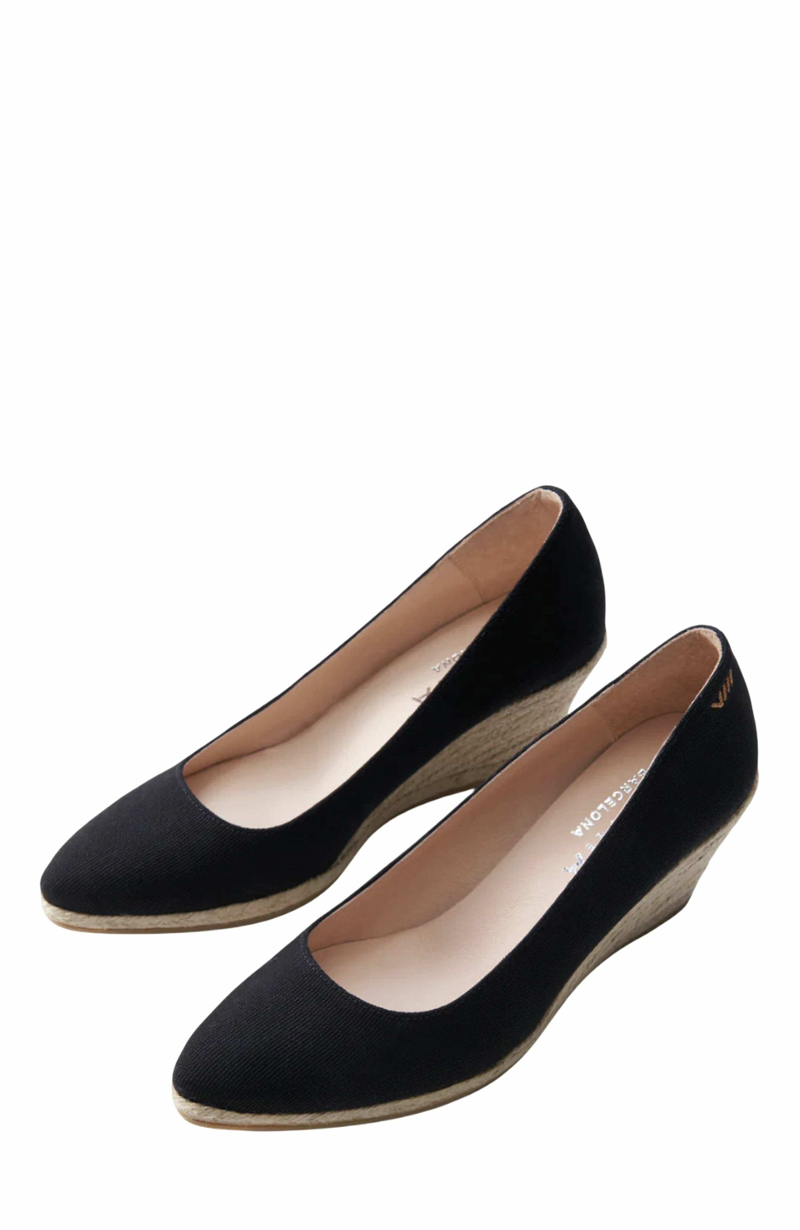 VISCATA Roses Canvas U Cut Espadrille Wedges, Alternate, color, Black