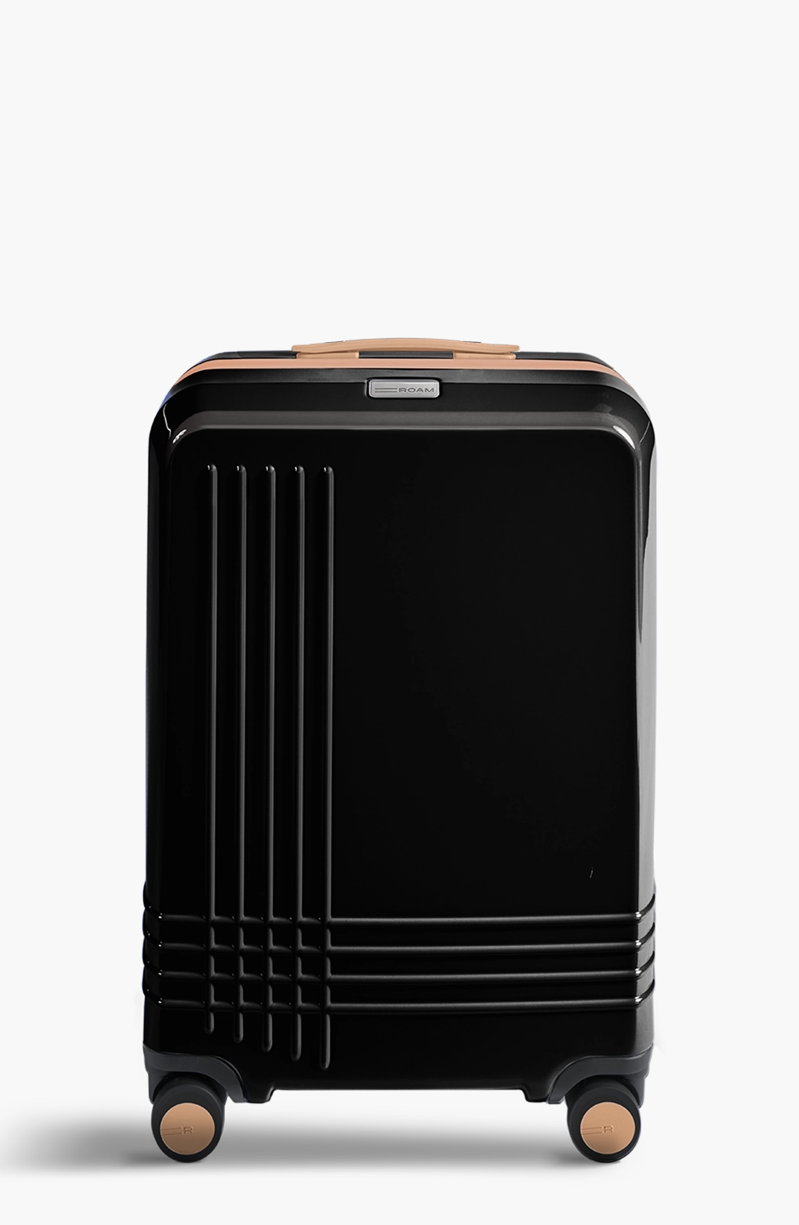 ROAM Luggage Check-In Luggage, Main, color, Black Gloss / Tan Trim