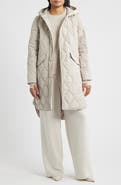 BCBG Onion Quilted Hooded Long Coat