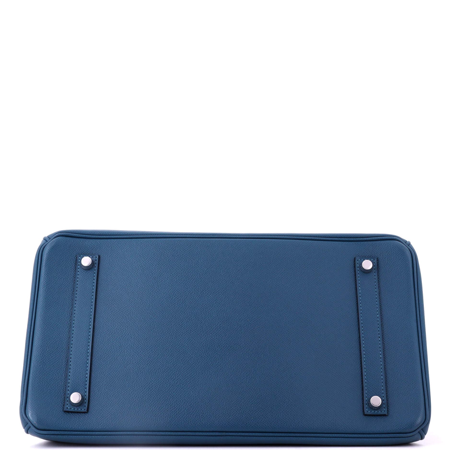 Pre-Owned Hermes Birkin Handbag Blue Epsom with Palladium Hardware 35, Alternate, color, Bleu Tempete